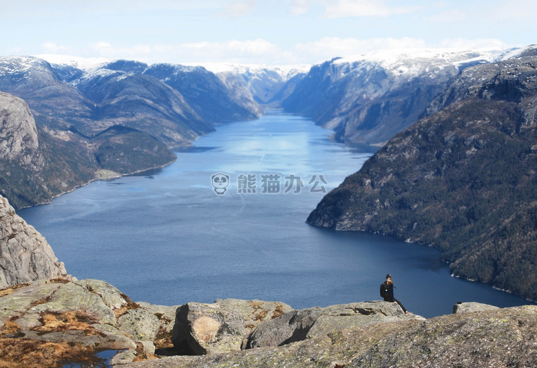 峡湾 水平 景观