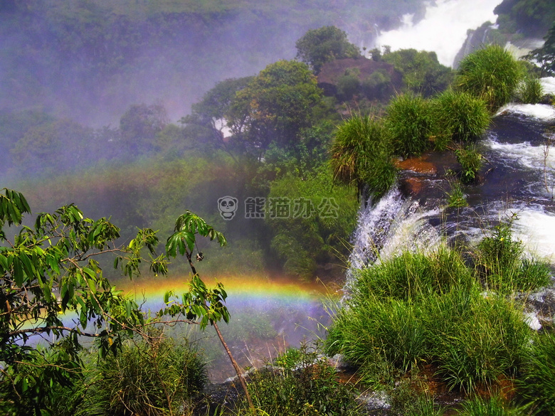 自然 彩虹 瀑布