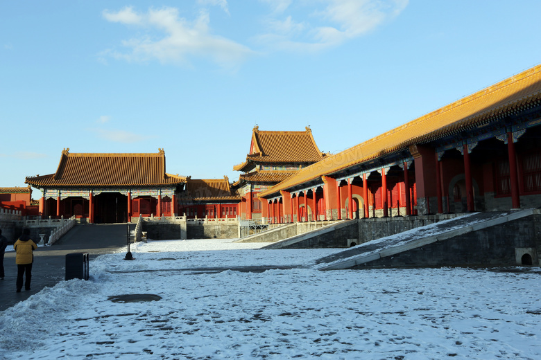 冬季故宫中的雪景高清摄影图片