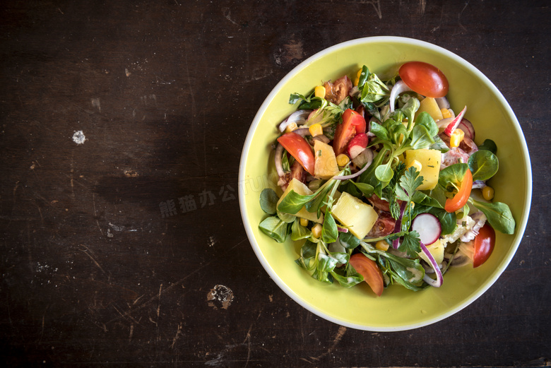 碗里的健康沙拉减脂餐摄影高清图片