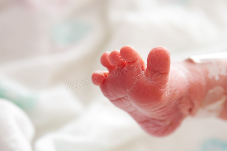 刚刚出生的新生儿脚丫摄影图片
