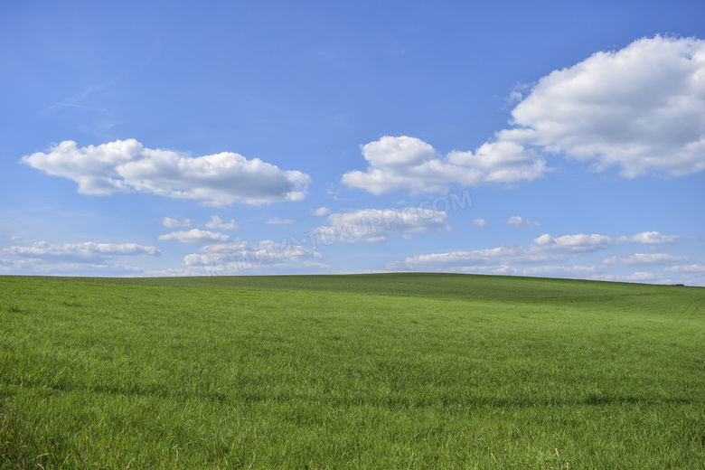 天空朵朵白云绿色草地摄影高清图片
