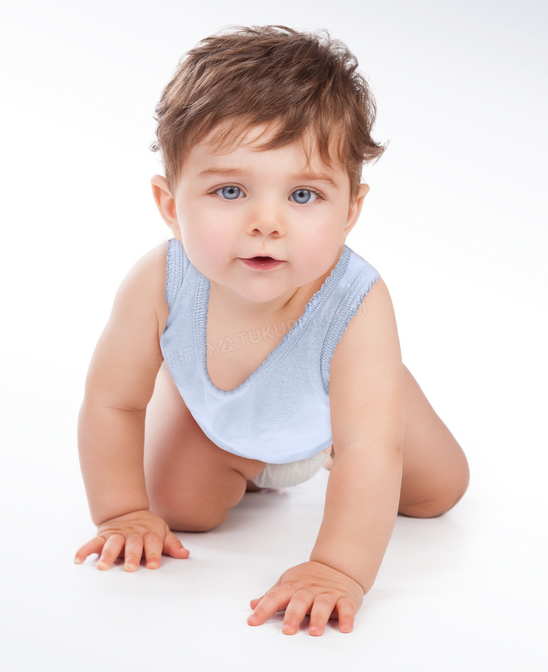 蓝眼睛的可爱宝宝特写摄影高清图片