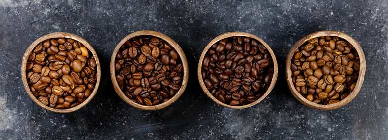 不同色泽品质的咖啡豆摄影高清图片