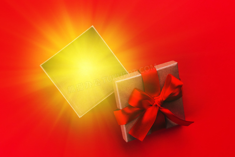 金光闪闪的礼物盒创意摄影高清图片
