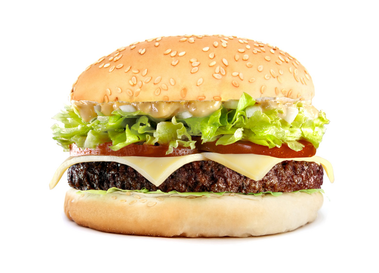 一个美味的汉堡包特写摄影高清图片