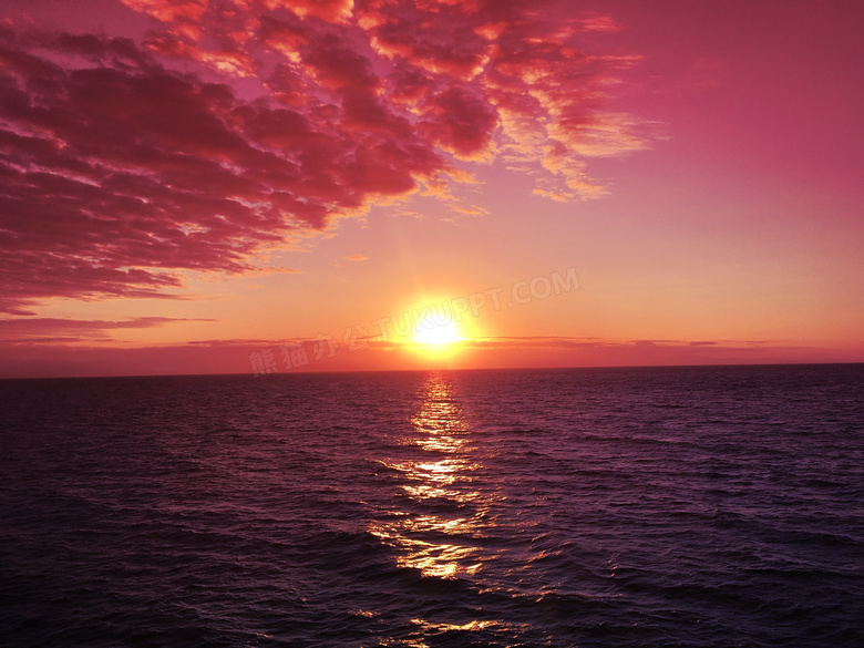 海上美丽的落日美景高清摄影图片
