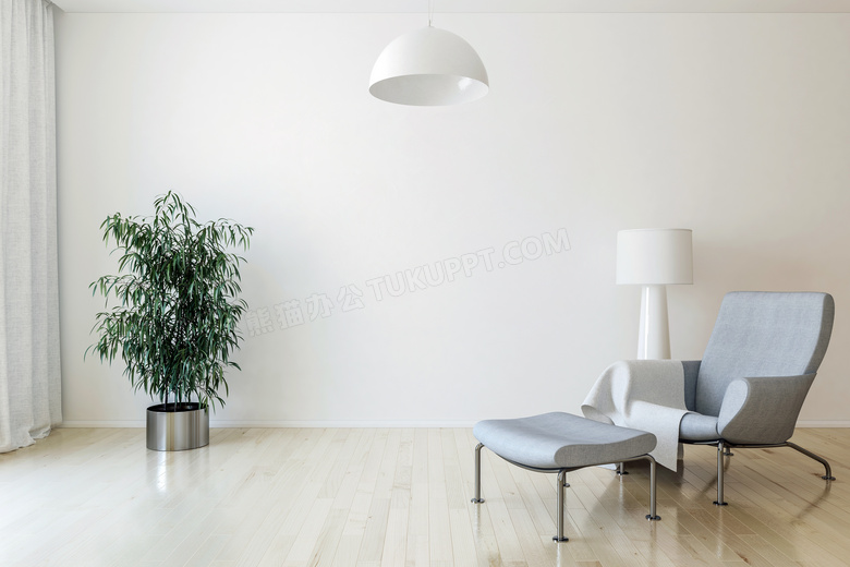 房间灯具与沙发绿植等渲染效果图片