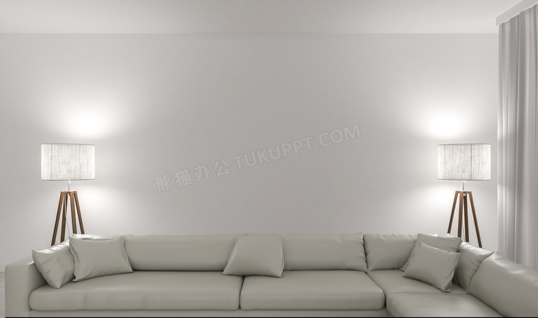 亮着灯的房间沙发家具摄影高清图片