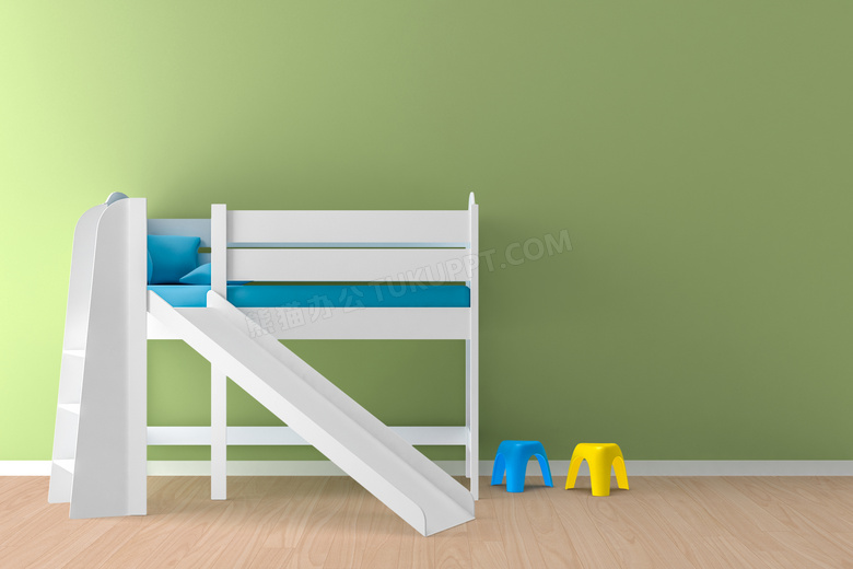 儿童房的床铺渲染效果主题高清图片