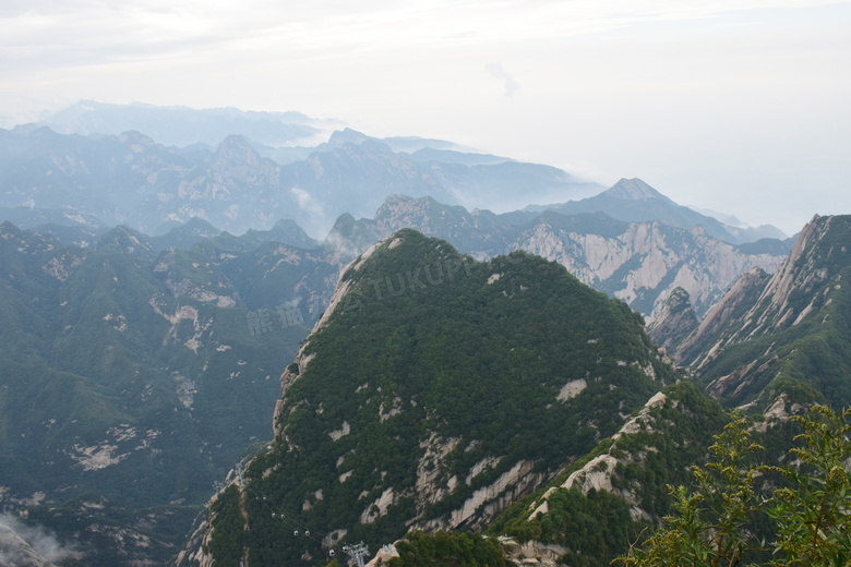 壮观的华山山顶美丽风光摄影图片