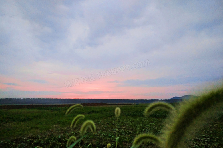 黄昏下的田园风光摄影图片