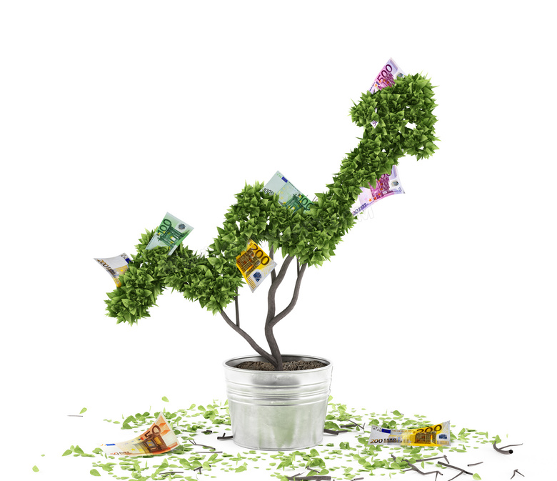 盆栽植物金融主题创意设计高清图片