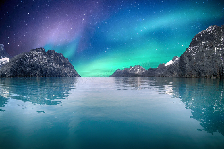 星空下的湖泊美景摄影图片