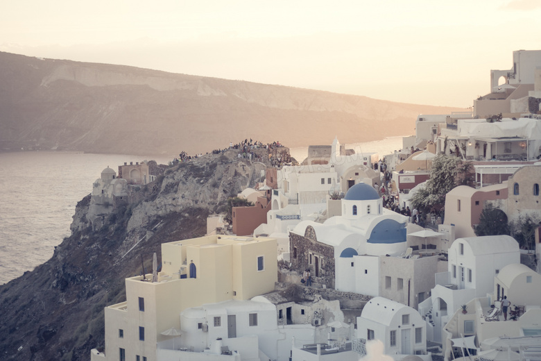 希腊锡拉岛上景观风光摄影高清图片