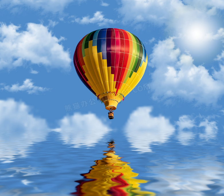 在天空中的五彩热气球摄影高清图片