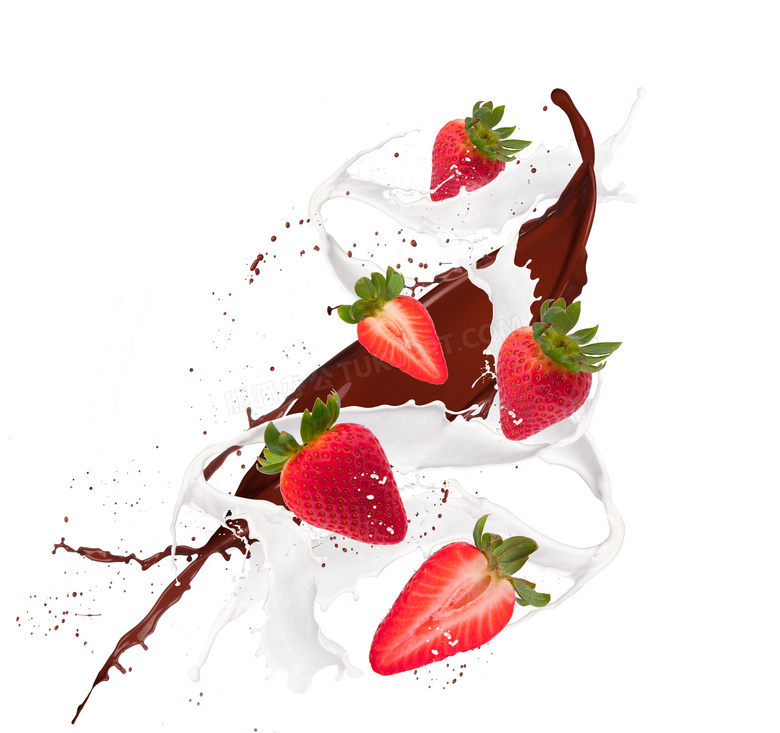 裹挟着草莓的牛奶与巧克力高清图片