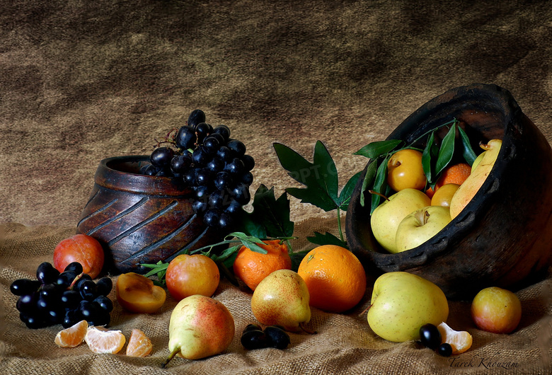 苹果桔子与葡萄等水果特写摄影高清图片