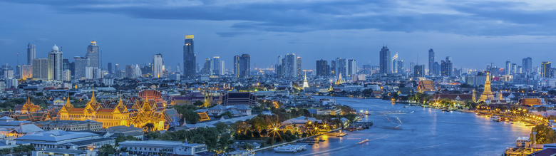 湄公河两岸的曼谷风光摄影高清图片