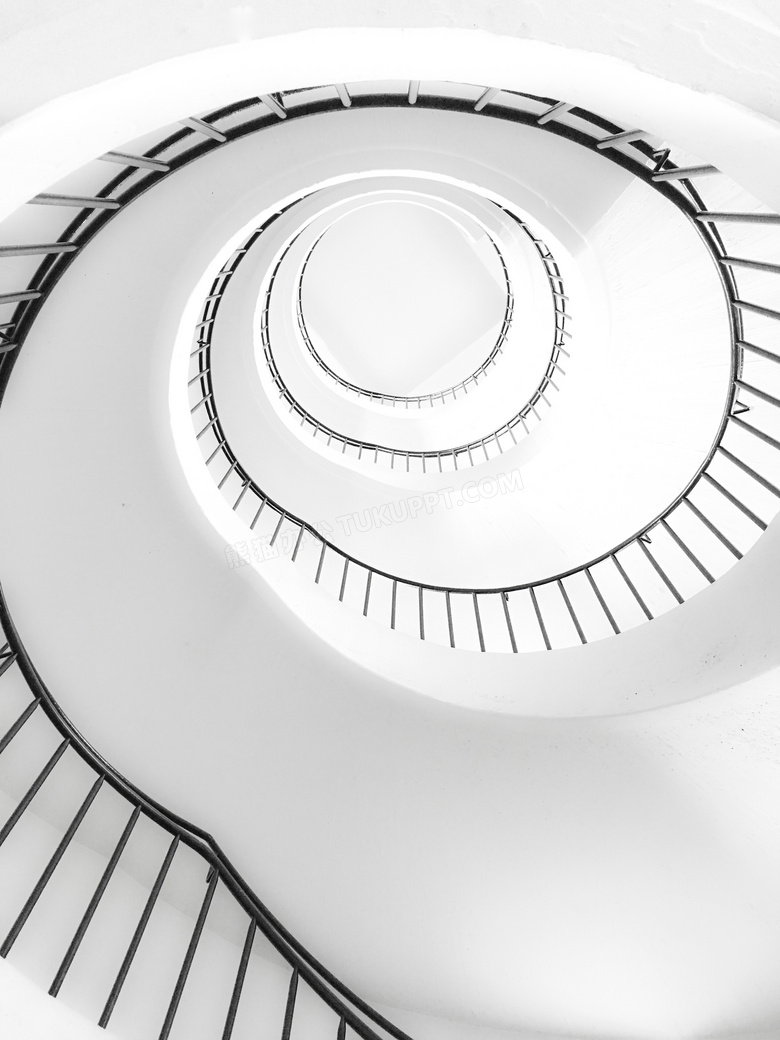 建筑内部螺旋式的楼梯摄影高清图片