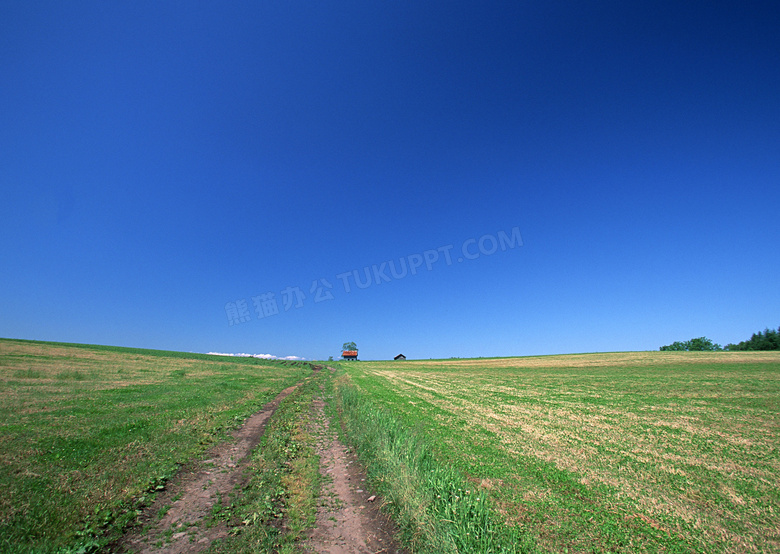 蓝天下的农田风光高清摄影图片