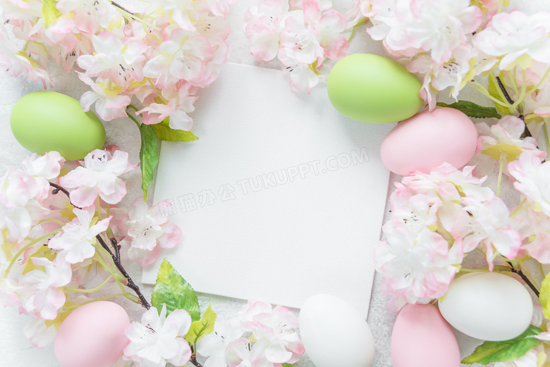 空白卡片与彩蛋鲜花等边框高清图片