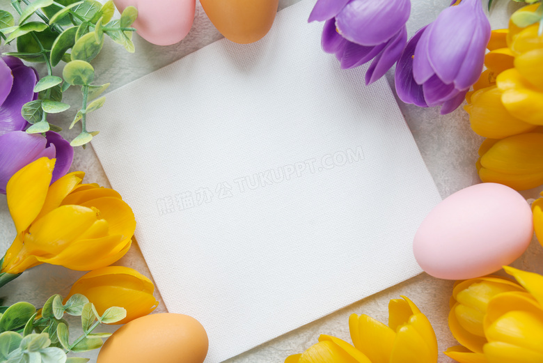 一块布与花朵彩蛋边框创意高清图片