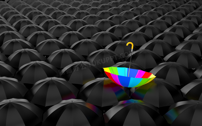 惹眼的彩虹色雨伞创意设计高清图片