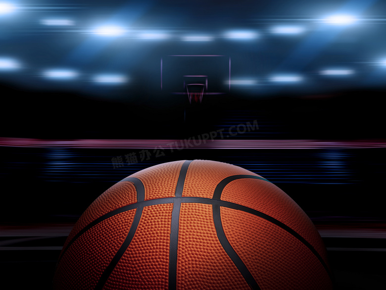 篮球特写与耀眼的灯光摄影高清图片