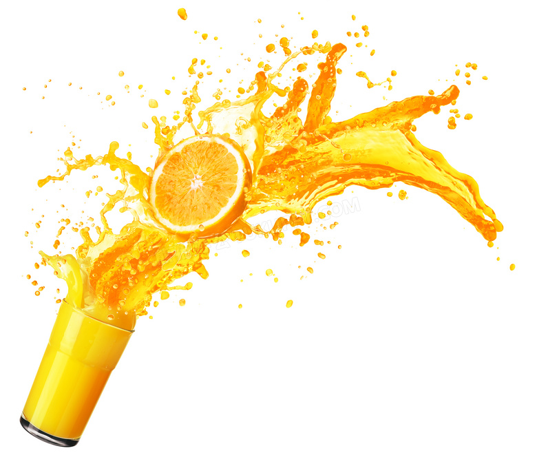 玻璃杯溅出的橙汁创意摄影高清图片