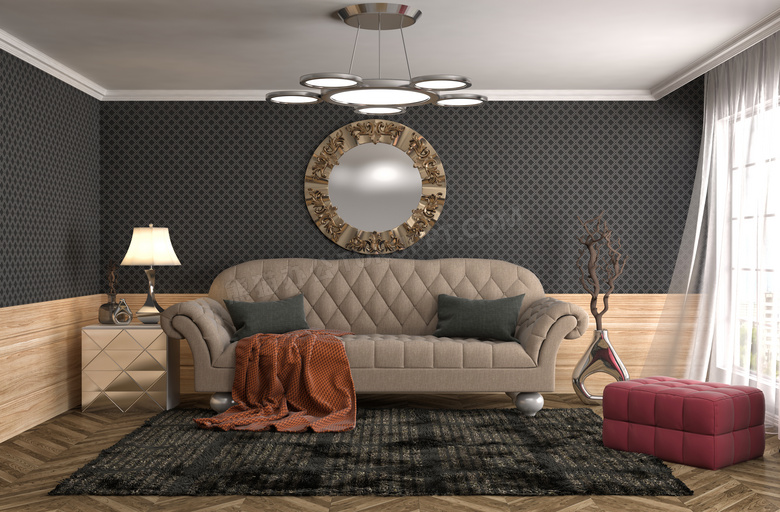 客厅沙发家具摆放渲染效果高清图片