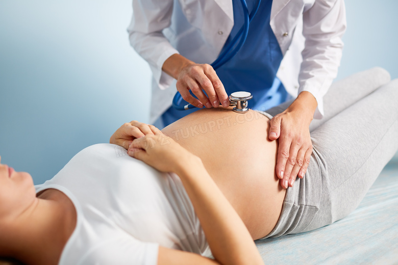 胎心监测检查孕妇人物摄影高清图片