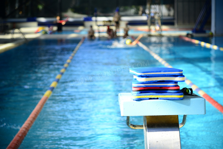 泳池用比赛起跳台特写摄影高清图片