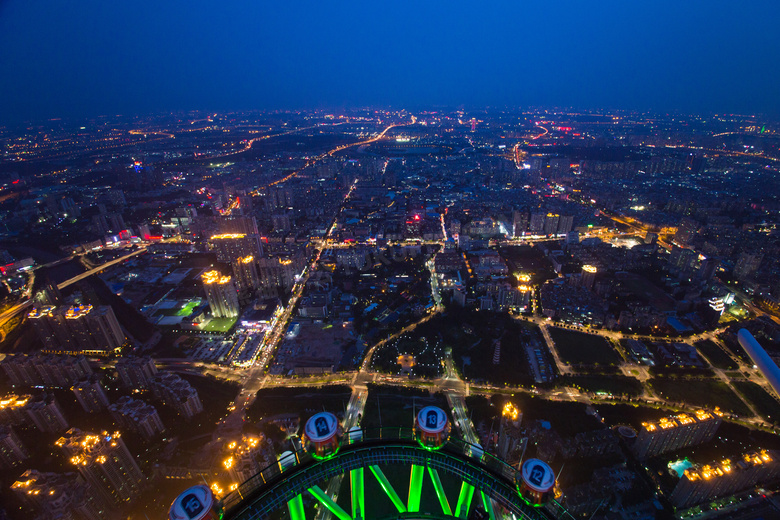 广州美丽夜景鸟瞰图摄影图片