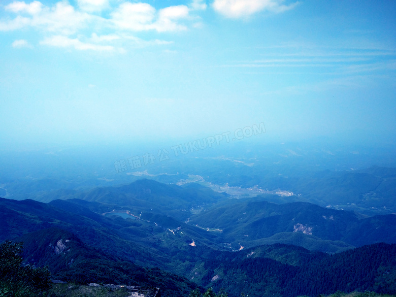 蓝天下的横山全景图摄影图片
