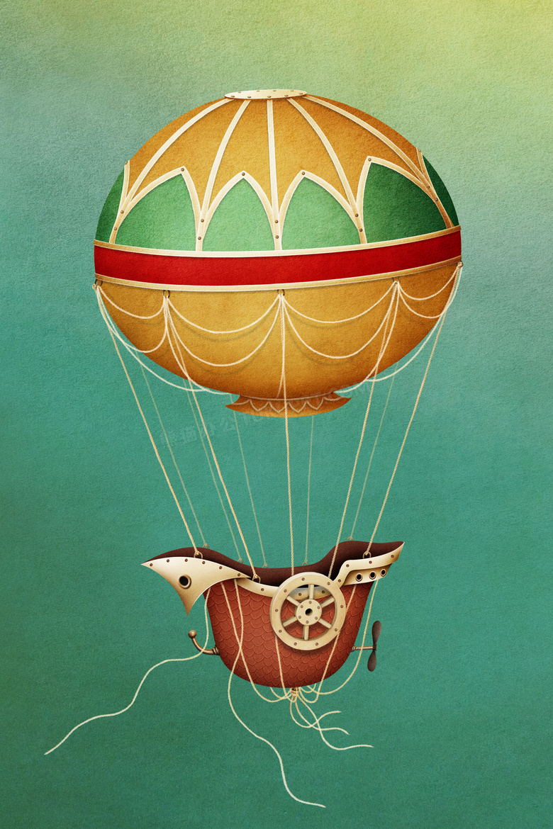 可载人热气球插画创意设计高清图片
