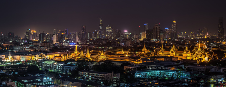 曼谷夜景城市景观摄影图片