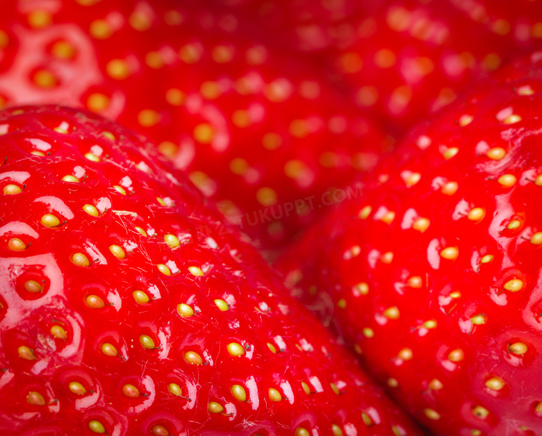 红彤彤的草莓近景特写摄影高清图片