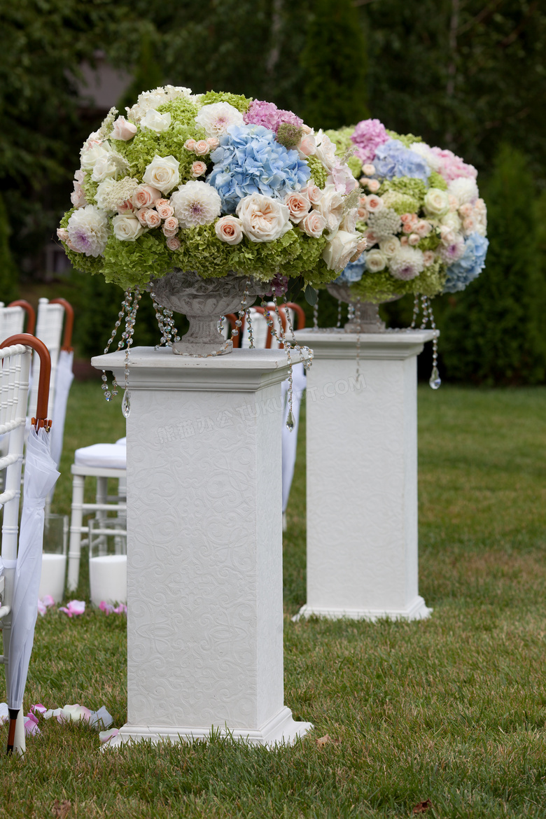 婚礼现场鲜花装饰特写摄影高清图片