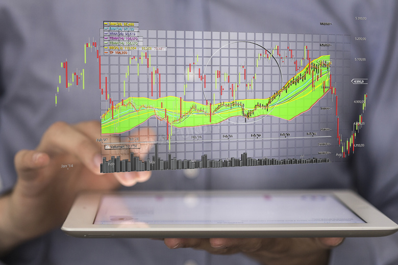 立体投影效果股市走势图表创意图片