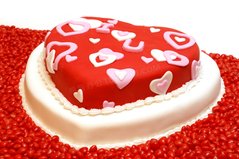 爱心形状美味蛋糕特写摄影高清图片