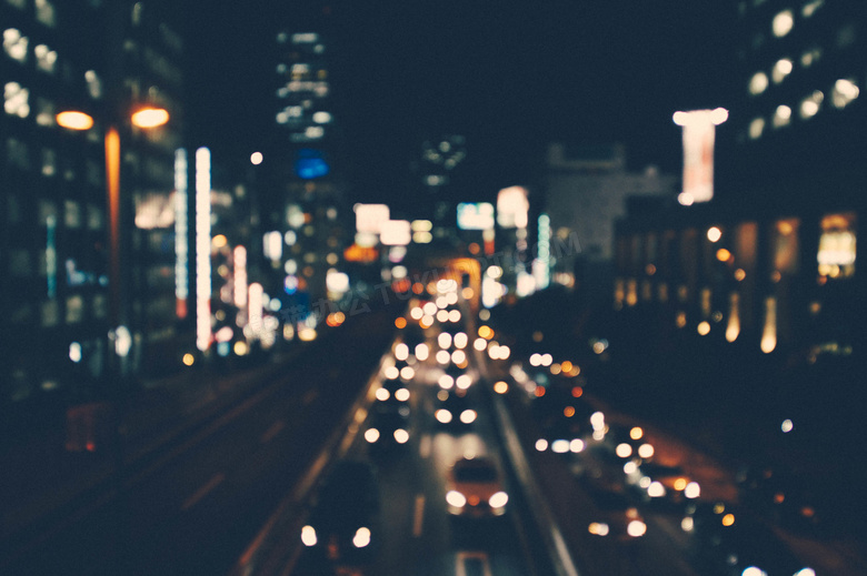 夜晚城市繁华道路交通摄影高清图片