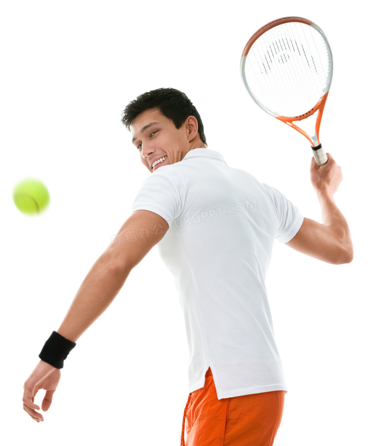 挥动网球拍击球的男子摄影高清图片