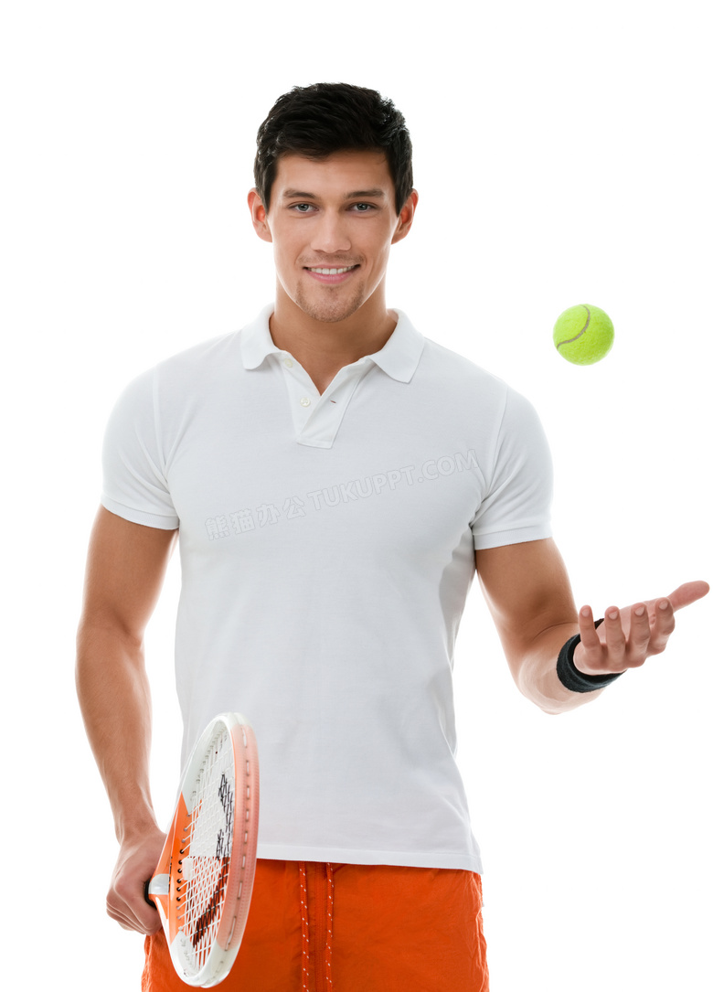 向上抛球的网球运动员摄影高清图片