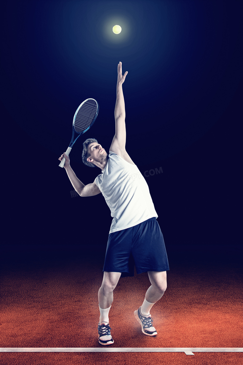 白色运动装扮网球男子摄影高清图片