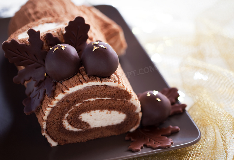 巧克力蛋糕甜品等微距摄影高清图片