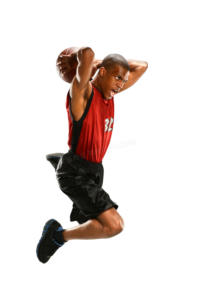 高高弹跳起的篮球运动人物高清图片