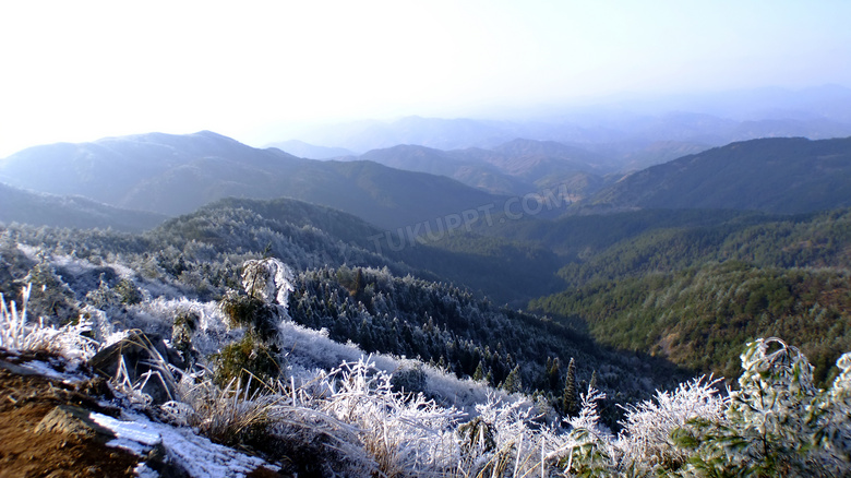 山顶美丽雪景摄影图片