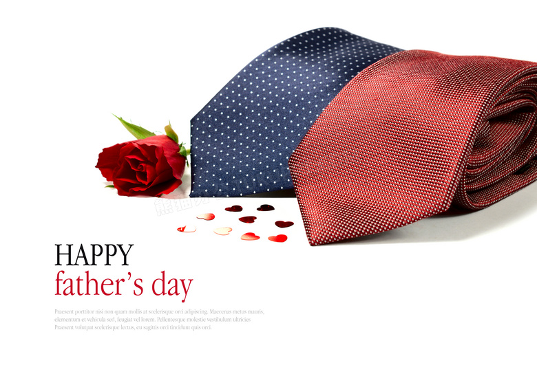 父亲节的领带礼物与玫瑰花高清图片