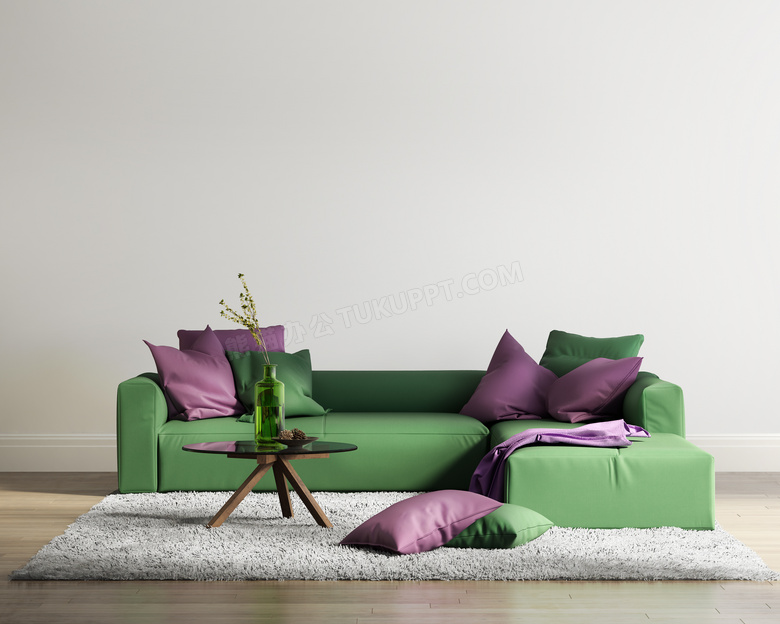 室内沙发枕头渲染效果设计高清图片
